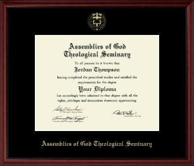 Assemblies of God Theological Seminary diploma frame - Gold Embossed Diploma Frame in Camby