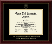 Texas Tech University Health Sciences Center Gold Embossed Diploma Frame in Gallery