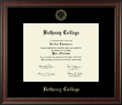 Bethany College in Kansas diploma frame - Gold Embossed Diploma Frame in Studio