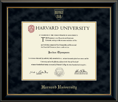 Harvard University diploma frame - Gold Embossed Diploma Frame in Onyx Gold