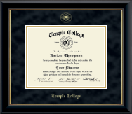 Temple College Gold Embossed Diploma Frame in Onyx Gold