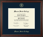 Macon State College Gold Embossed Diploma Frame in Studio