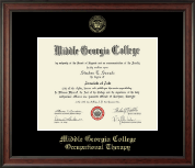 Middle Georgia College Gold Embossed Diploma Frame in Studio