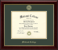 Midland College Gold Embossed Diploma Frame in Gallery