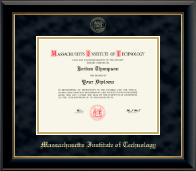 Massachusetts Institute of Technology Gold Embossed Diploma Frame in Onyx Gold