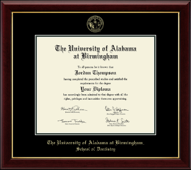 The University of Alabama at Birmingham diploma frame - Gold Embossed Diploma Frame in Gallery