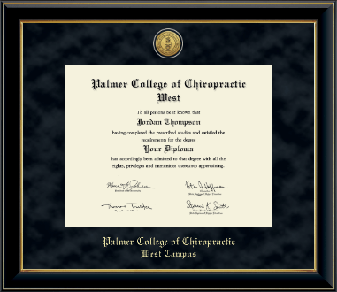 Palmer College of Chiropractic West Campus diploma frame - Gold Engraved Medallion Diploma Frame in Onyx Gold