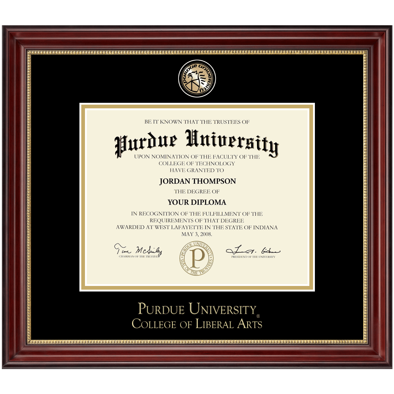 Masterpiece Medallion Diploma Frame in Kensington Gold Purdue