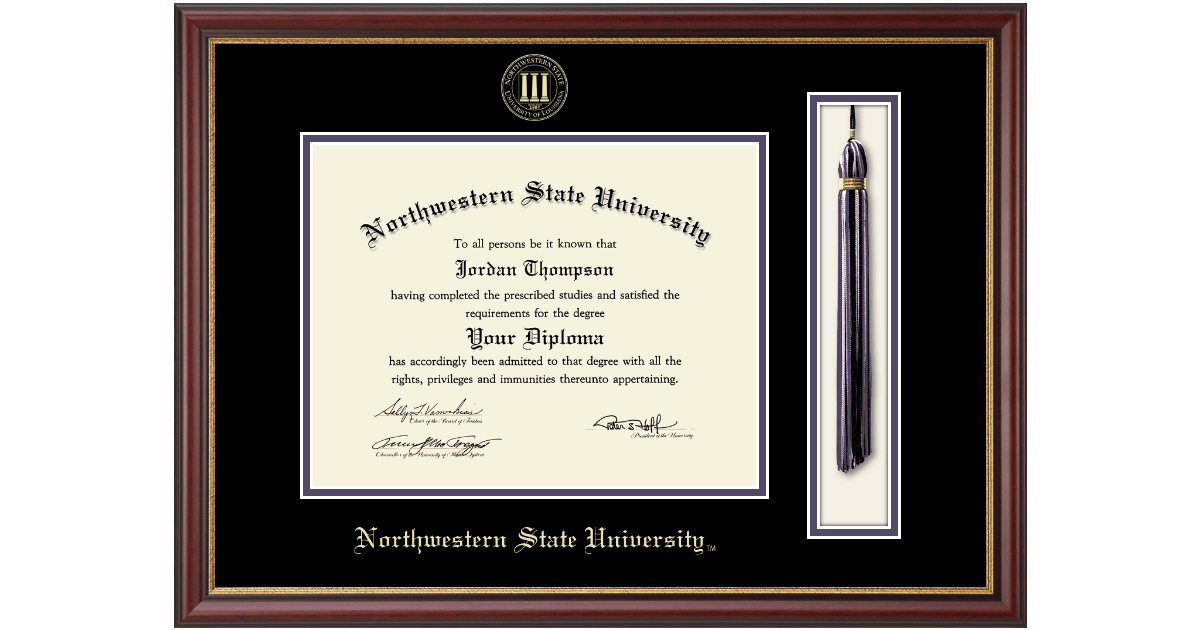 Tassel & Cord Diploma Frame in Newport Northwestern State University