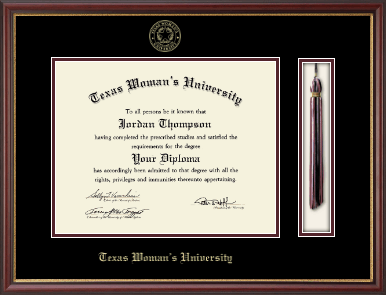 Texas Woman's University diploma frame - Tassel & Cord Diploma Frame in Newport