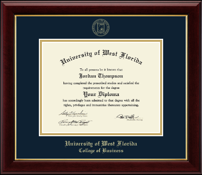 University of West Florida diploma frame - Gold Embossed Diploma Frame in Gallery