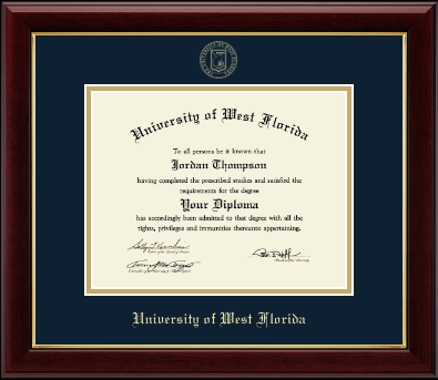 University of West Florida diploma frame - Gold Embossed Diploma Frame in Gallery