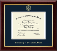 University of Wisconsin-Stout Gold Embossed Diploma Frame in Gallery