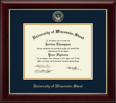 University of Wisconsin-Stout diploma frame - Gold Embossed Diploma Frame in Gallery