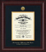 University of Missouri Saint Louis diploma frame - Presidential Gold Engraved Diploma Frame in Premier