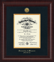 University of Missouri Saint Louis Presidential Gold Engraved Diploma Frame in Premier