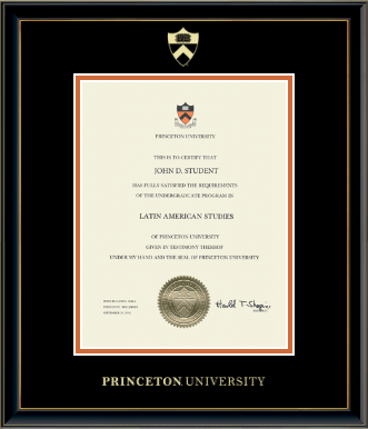 Princeton University certificate frame - Gold Embossed Certificate Frame in Onexa Gold