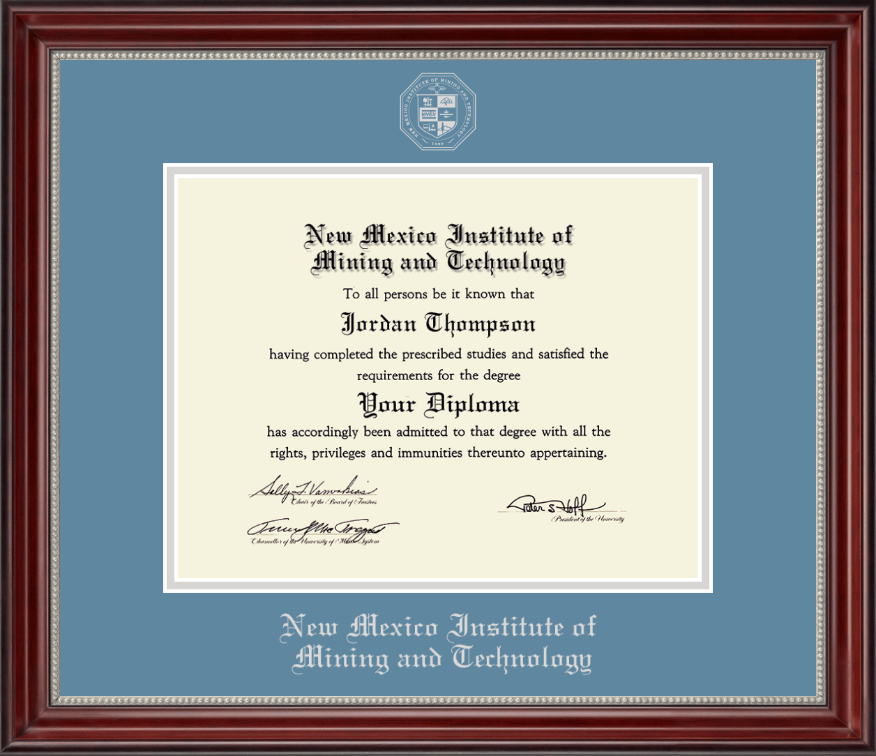 New Mexico Institute of Mining & Technology Silver Embossed Diploma