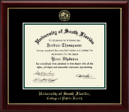 University of South Florida Health Sciences Gold Embossed Diploma Frame in Gallery