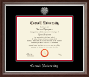 Cornell University Silver Engraved Medallion Diploma Frame in Devonshire