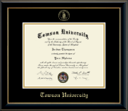 Towson University Gold Embossed Diploma Frame in Onyx Gold