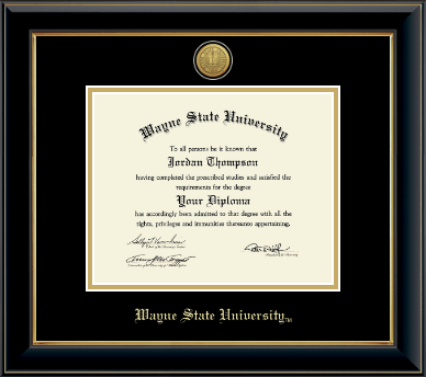 Wayne State University diploma frame - Gold Engraved Medallion Diploma Frame in Onyx Gold