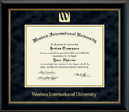 Western International University Gold Embossed Diploma Frame in Onyx Gold