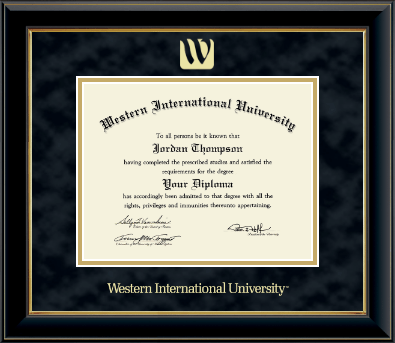 Western International University diploma frame - Gold Embossed Diploma Frame in Onyx Gold
