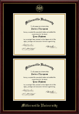Millersville University of Pennsylvania diploma frame - Gold Embossed Double Diploma Frame in Galleria
