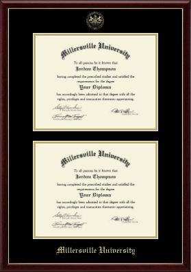 Millersville University of Pennsylvania diploma frame - Gold Embossed Double Diploma Frame in Galleria