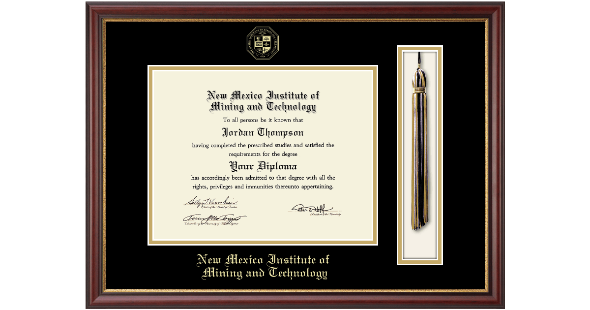 Tassel & Cord Diploma Frame in Newport New Mexico Institute of Mining