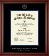 Lake Erie College of Osteopathic Medicine Silver Embossed Diploma Frame in Cambridge