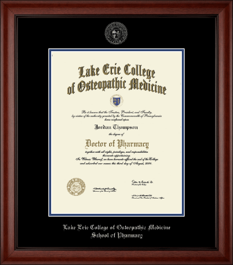 Lake Erie College of Osteopathic Medicine diploma frame - Silver Embossed Diploma Frame in Cambridge