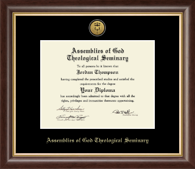 Assemblies of God Theological Seminary diploma frame - Gold Engraved Medallion Diploma Frame in Hampshire