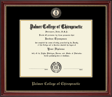 Palmer College of Chiropractic Iowa diploma frame - Masterpiece Medallion Diploma Frame in Kensington Gold