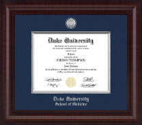 Duke University Presidential Silver Engraved Diploma Frame in Premier