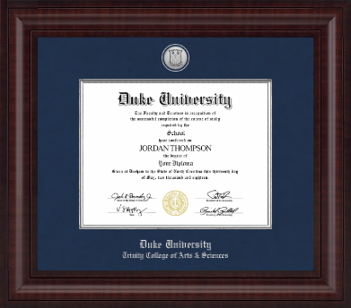 Duke University diploma frame - Presidential Silver Engraved Diploma Frame in Premier