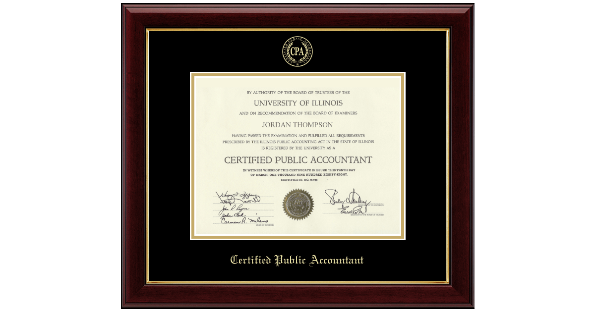 CPA Certificate Frames Church Hill Classics