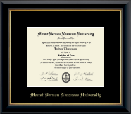 Mount Vernon Nazarene University Gold Embossed Diploma Frame in Onyx Gold