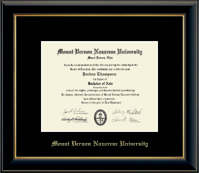 Mount Vernon Nazarene University diploma frame - Gold Embossed Diploma Frame in Onyx Gold