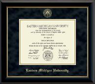 Eastern Michigan University Gold Embossed Diploma Frame in Onyx Gold
