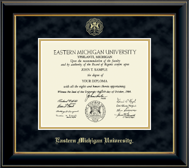 Eastern Michigan University Diploma Frame - Gold Embossed Diploma Frame in Onyx Gold