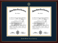 United States Naval Academy Gold Embossed Double Diploma Frame in Galleria