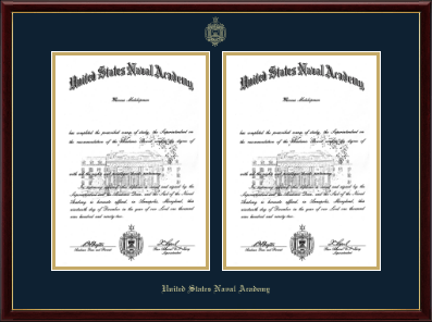 United States Naval Academy diploma frame - Gold Embossed Double Diploma Frame in Galleria