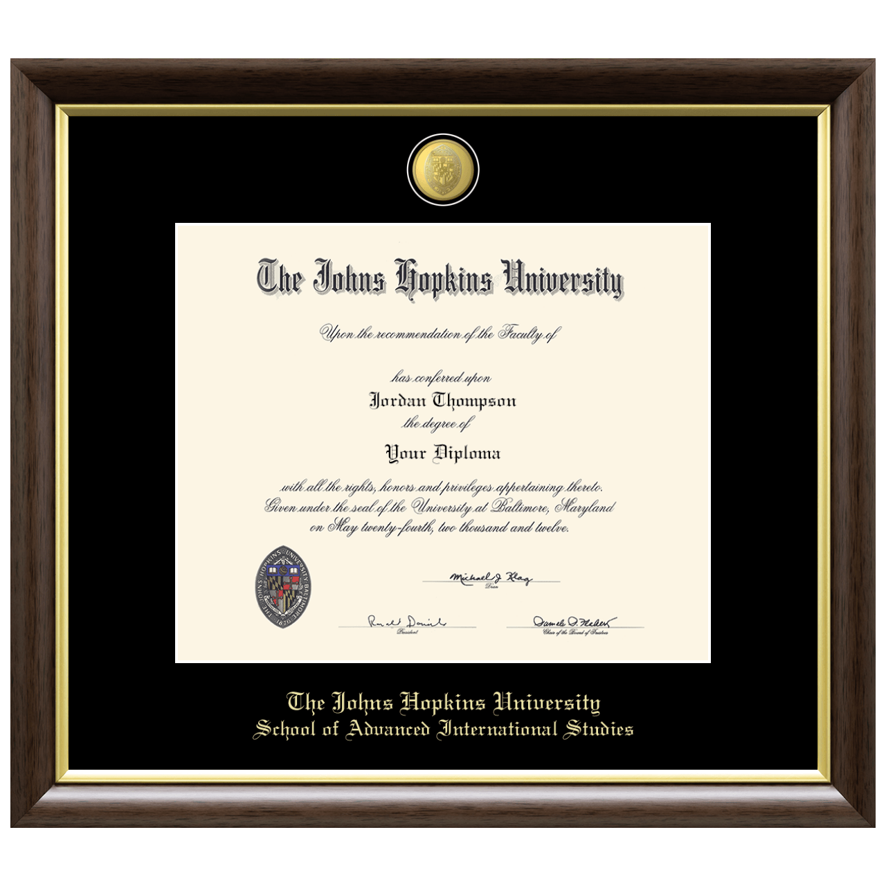 23K Medallion Diploma Frame in Hampshire Johns Hopkins University