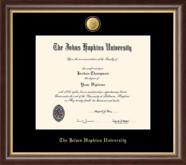 Johns Hopkins University diploma frame - 23K Medallion Diploma Frame in Hampshire