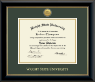 Wright State University diploma frame - Gold Engraved Medallion Diploma Frame in Onyx Gold