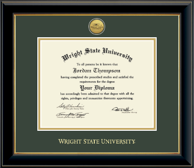 Wright State University diploma frame - Gold Engraved Medallion Diploma Frame in Onyx Gold