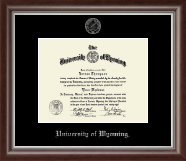 University of Wyoming Silver Embossed Diploma Frame in Devonshire