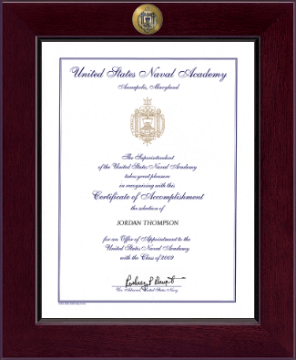 United States Naval Academy certificate frame - Century Masterpiece Acceptance Certificate Frame in Cordova